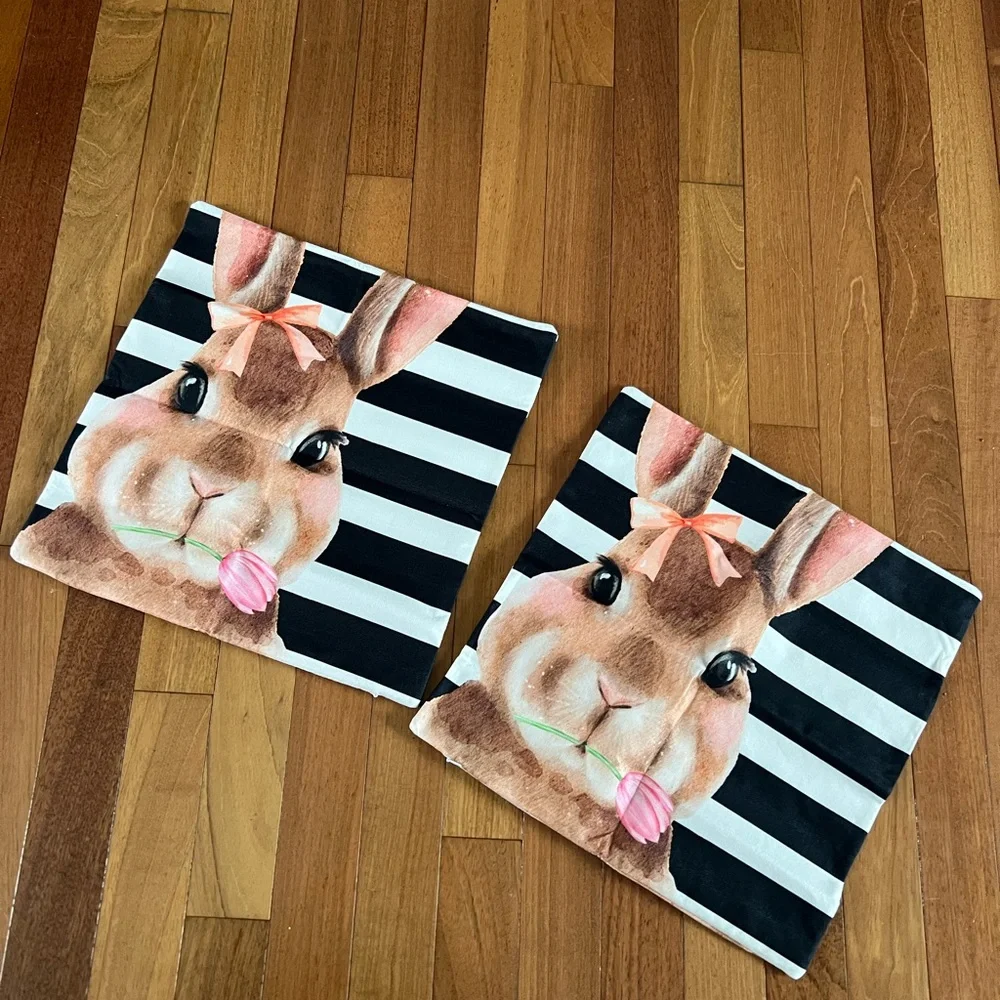 26. Easter Bunny Pillowcases Pillow Cover Set of 2